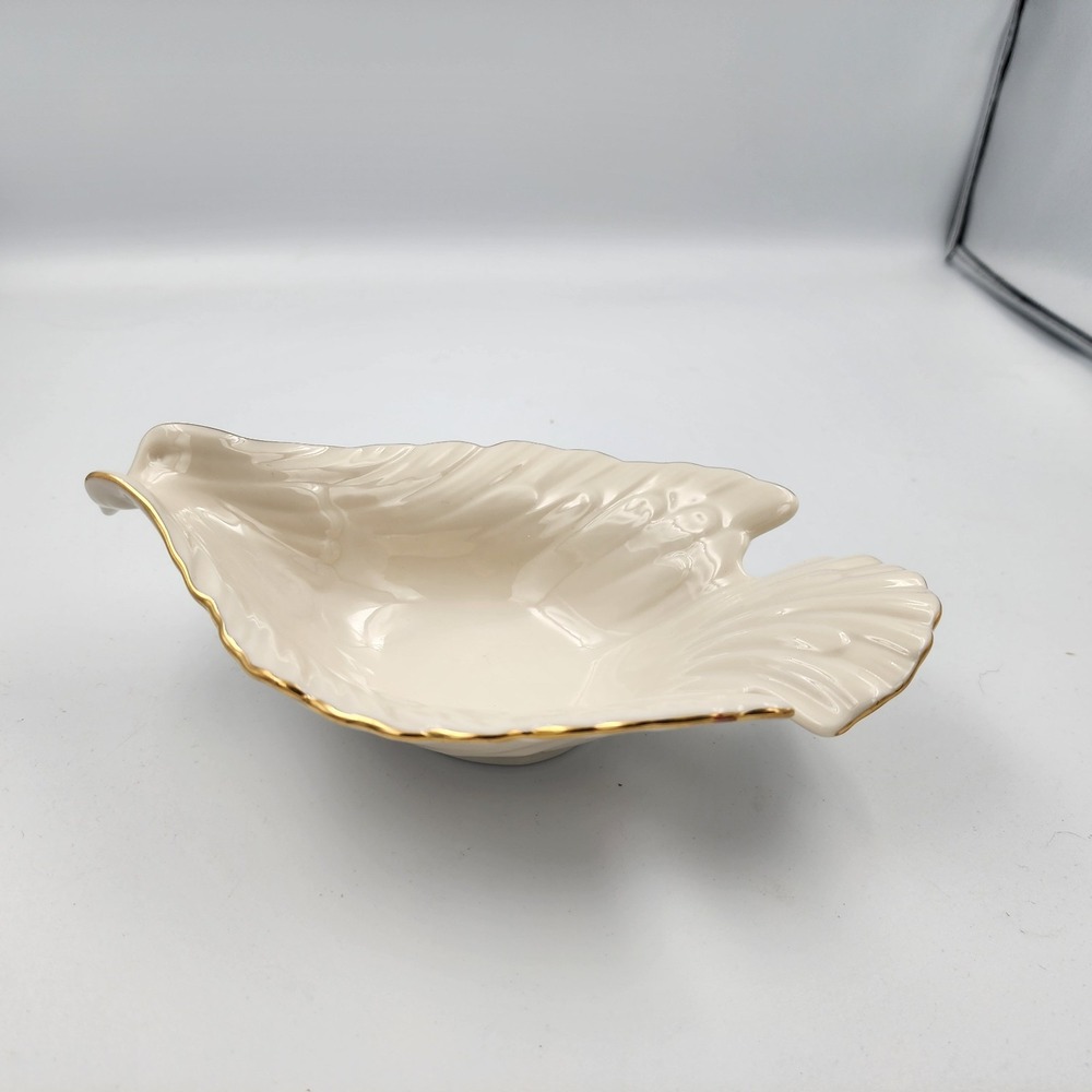 Lenox China Dove Dish Ivory Porcelain 24K Gold Trim Candy Snack Bowl Trinket‎